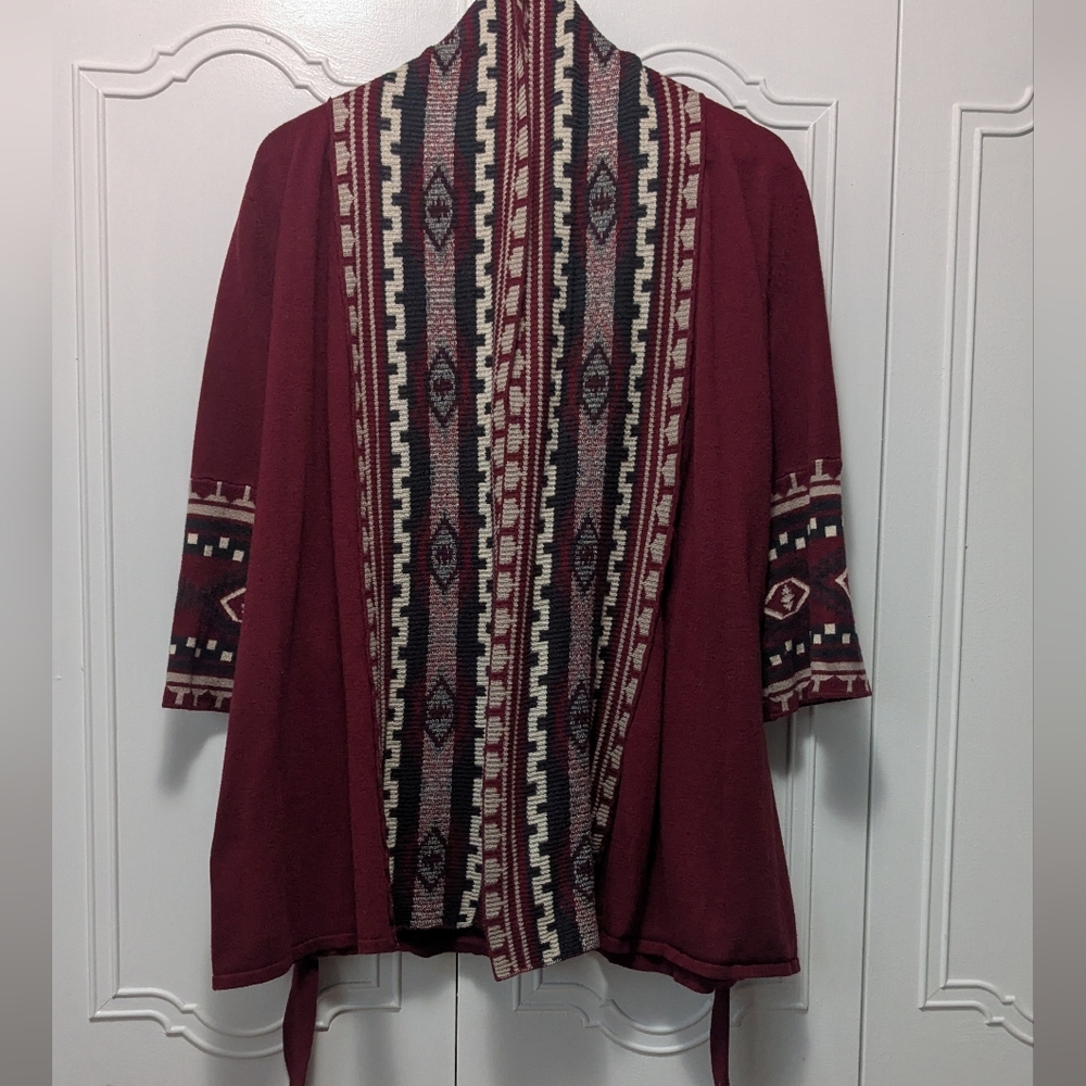 Forever 21 Red and Black Cozy Cardigan
